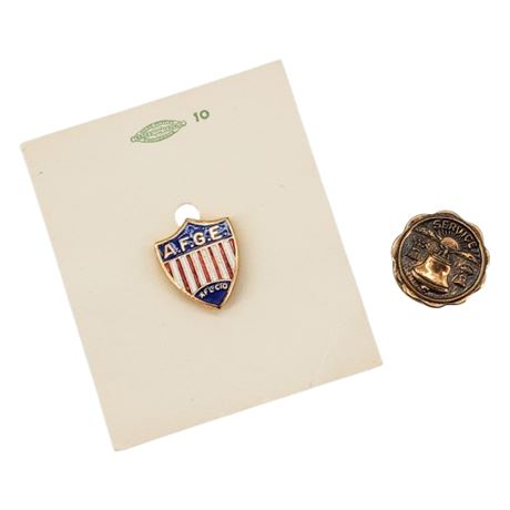 Vintage A.F.G.E./AFL-CIO & Ohio Bell Service Lapel Pins