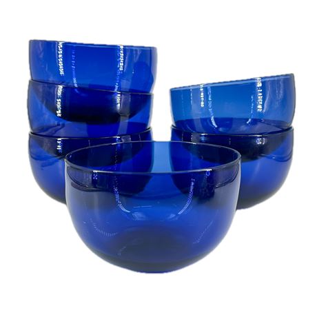 Hand Blown Cobalt Art Glass Bowl Set
