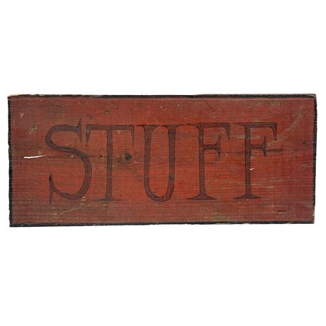 Vintage Hand-Painted Wooden "STUFF" Sign