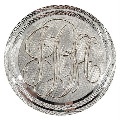 Vtg WELLS Sterling Silver JBA Monogram Circle Brooch