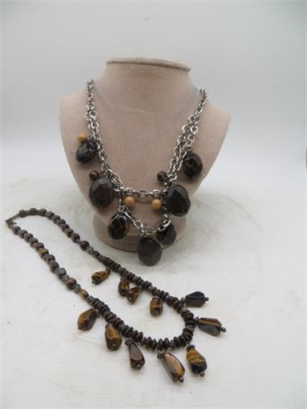 2 Funky Chunky Beaded Necklaces