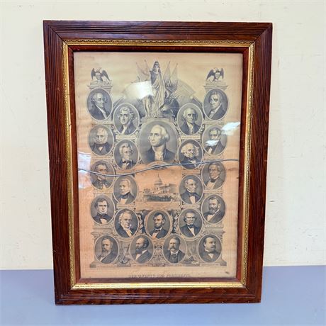 1884 Lithograph - The 22 Presidents of the US
