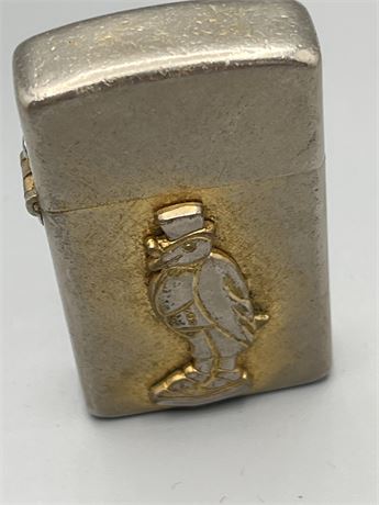 Florentine gold, plated, old crow, whiskey bourbon, cigarette lighter