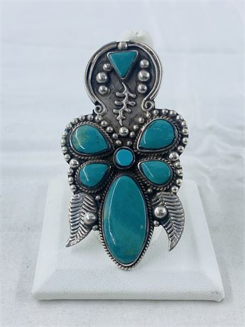 Killer 21g Turquoise Butterfly Sterling Ring Size 9.5