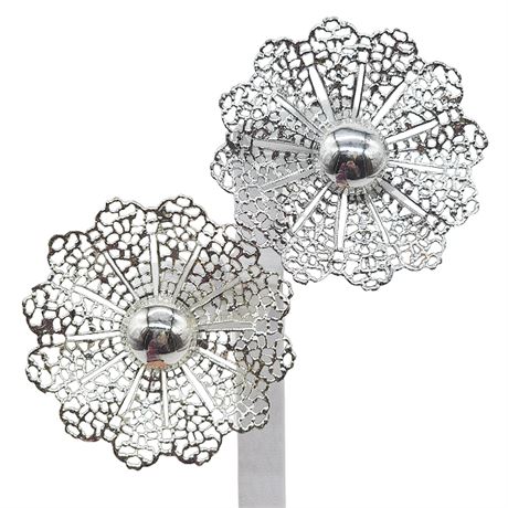 Vintage SARAH COVENTRY "Fan Fare" Huge Silver Tone Clip Earrings