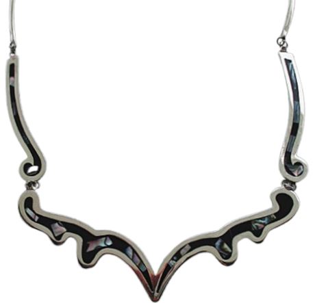 VTG Alpaca Mexico Abalone Shell Nickle Silver Necklace
