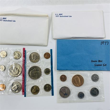 2 - 1977 P + D Mint Sets w/ Denver Special Set