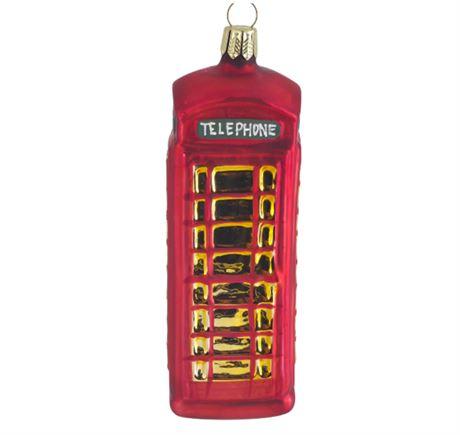 5" Glass, London Telephone Booth Ornament
