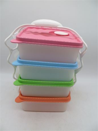 NEW VINTAGE TUPPERWARE CRYSTAL WAVE 4 TO GO SET
