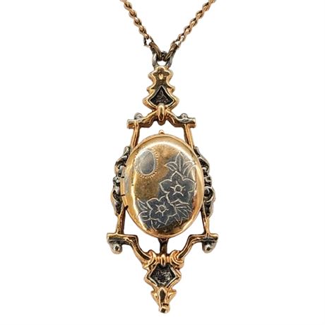 Vintage 1928 JEWELRY Victorian Revival Locket Pendant Necklace