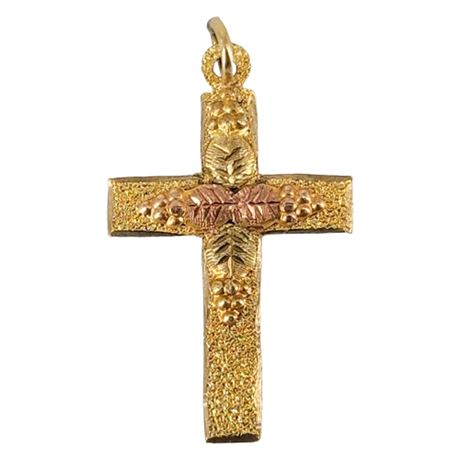 Vintage 10-12K Black Hills Gold Cross Charm
