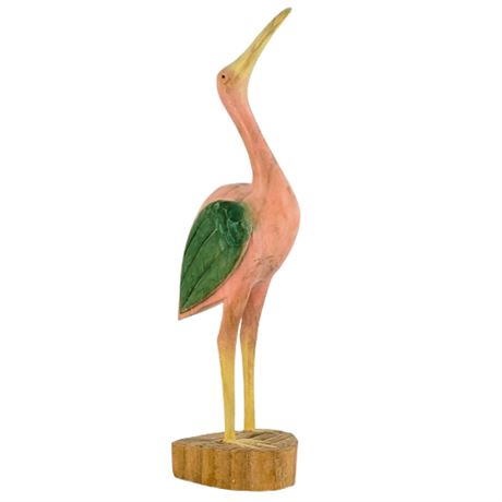 Pier 1 Imports Carved Wooden Crane Figure