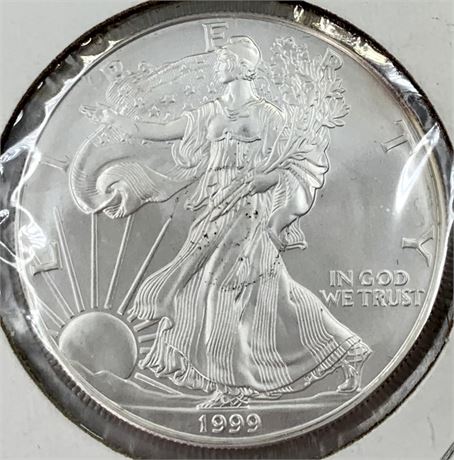 Outstanding 1 oz Fine US Silver Eagle One Dollar Coin, 1999