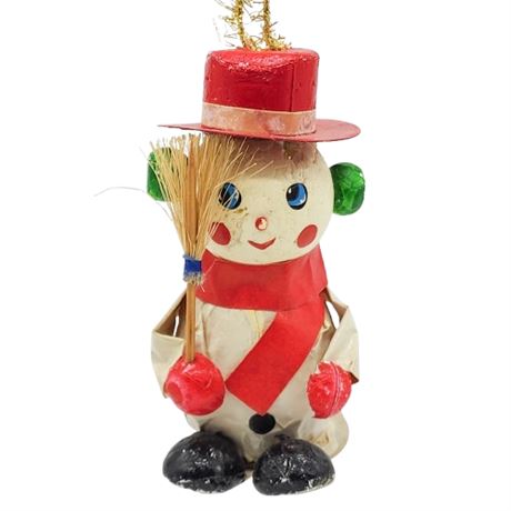 Vintage Hand Painted Styrofoam Snowman Ornament