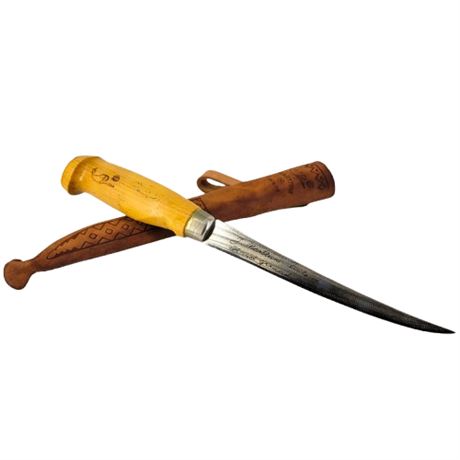 Vintage Signed Finland J. Marttiini Knife and Sheath