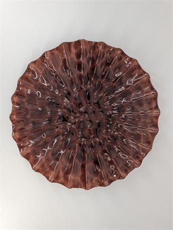 Art Glass Dark Purple Ruffles Edge Platter Plate Tray