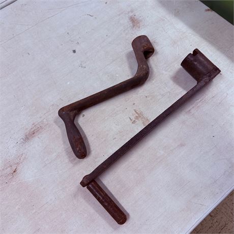 2 Antique / Vintage Hand Cranks