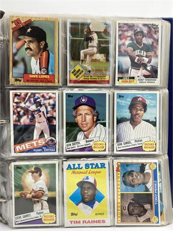 31 PAGE BINDER FULL OF BEST CARDS FROM TOPPS 1983, 1984, 1985