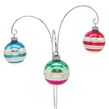 Vintage Shiny Brite Striped Christmas Bulb Ornaments