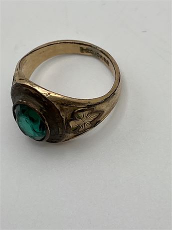 10. Karat gold filled Girl Scout ring green Centerstone.