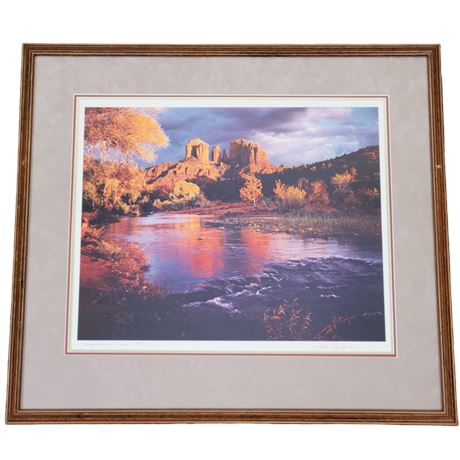 Lou DeSerio Signed "Cathedral Rock Sunset" #22 Framed Photograph