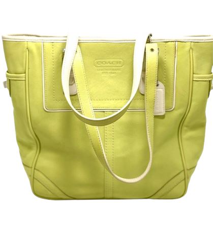 Vtg Coach Lime Green Hampton Tote