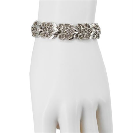 Vintage MONET Silver Tone Filigree Link Bracelet
