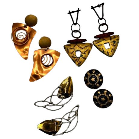 Mod Lot of 4 Pierced Earrings