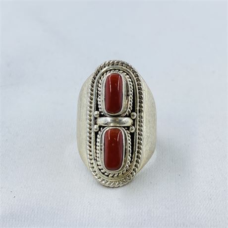 14g Sterling Coral Ring Size 9