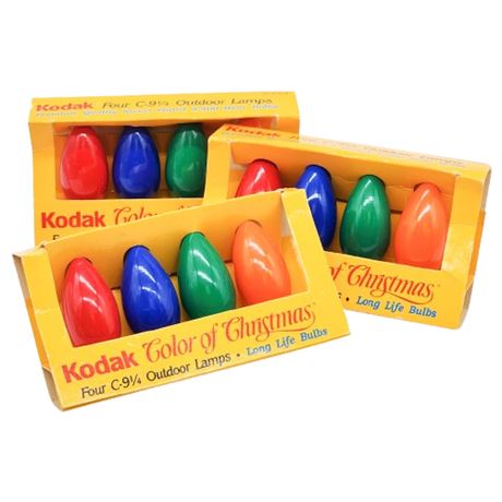Vintage Kodak C9-1/4 Color of Christmas Bulbs, 3 Packs