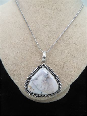 New Dendrite German Silver Necklace 18" Chain