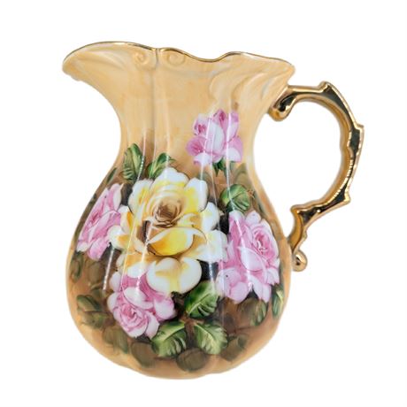 Vintage Lefton Handpainted Floral Rose Pitcher SL 6763