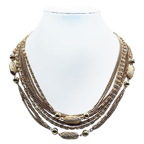 Signed Coro Layered Chains Necklace