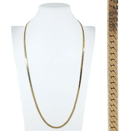 Vintage 30" 14K Gold Plated Herringbone Necklace