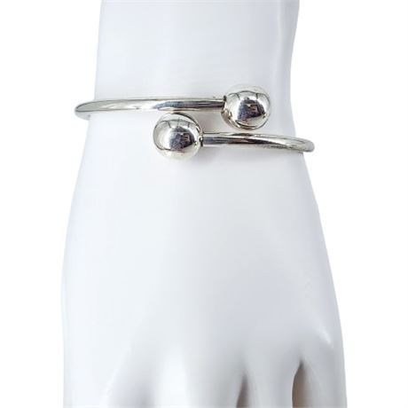 Signed Vintage ATI Mexico Sterling Silver Bypass Hinged Bangle Bracelet
