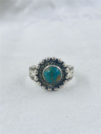 Vtg Bell Navajo Sterling Turquoise Ring Size 7