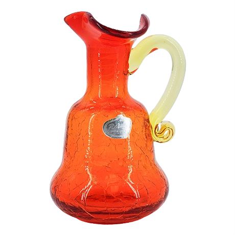 Vintage Rainbow Glass Amberina Crackle Glass Cruet, No Stopper