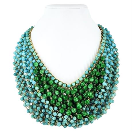Signed Vintage FORNASH Multi-Strand Beaded Statement Necklace