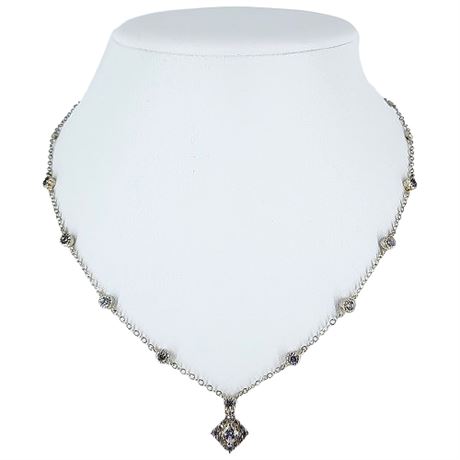 Vintage ROSS SIMONS Sterling Silver Diamonique CZ Necklace