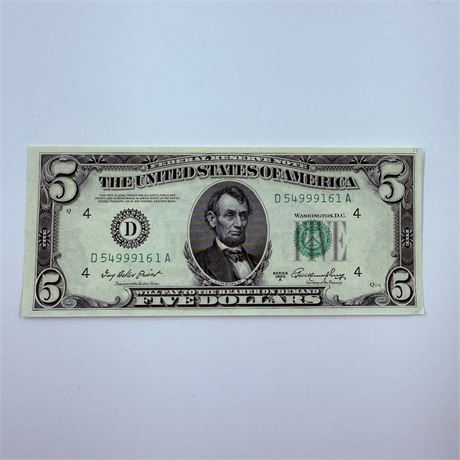 UNC 1950 $5 Bill