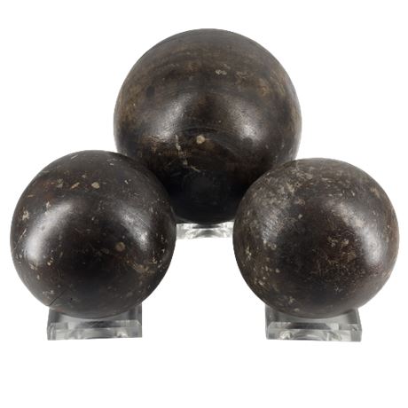 Set of 3 Wooden Sphere Décor Balls