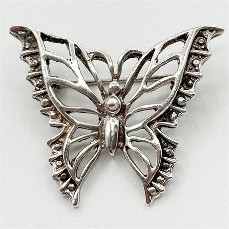 Vintage Sterling Silver Butterfly Brooch