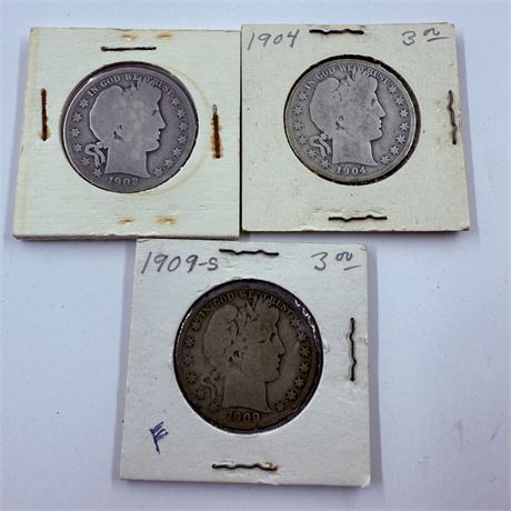 3 Barber Half Dollars