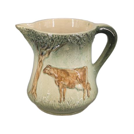 Antique Roseville Pitcher Brown Cow Trees