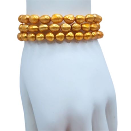 Honora Golden Yellow Cultured Freshwater Pearl Stretch Bracelets