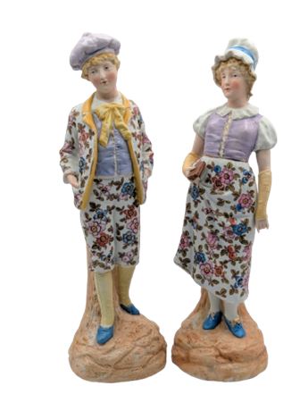 Rare Antique Volkstedt Porcelain Couple