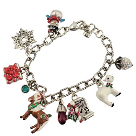 Brighton Silver Tone Christmas Charm Bracelet