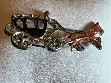 Horse and buggy brooch