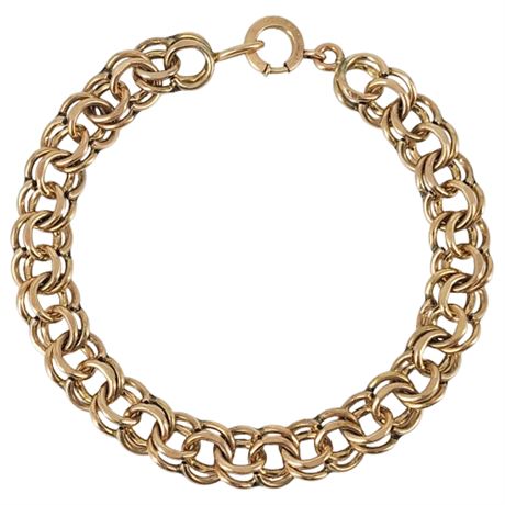 Vintage Gold Filled Double Link Charm Bracelet