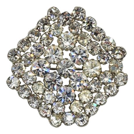 Vintage Curved Prong Set Rhinestone Brooch
